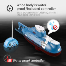 RC Mini Submarine 6 Channel Remote Control Underwater Toy, 15*6.8*4.5cm Blue & White