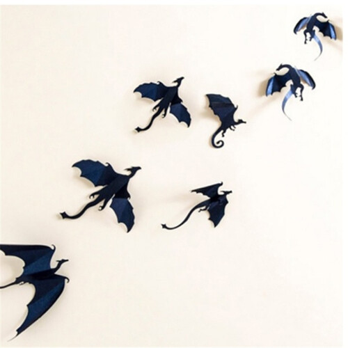 7pcs 3D Gothic Dragon Wall Sticker PVC Waterproof Decor 1