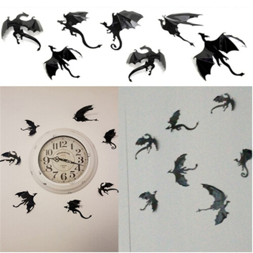 7pcs 3D Gothic Dragon Wall Sticker PVC Waterproof Decor 2