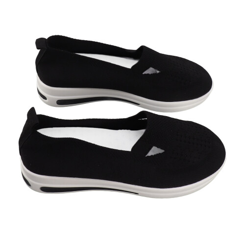 1 Pair Thick Bottom Round Toe Shoes Mesh Black 38