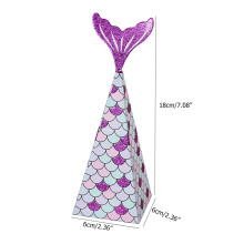 10Pcs Mermaid Party Favor Boxes 6x6x18cm Kids Gift Bags Blue & Purple