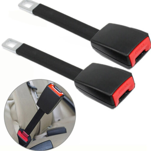 2 Stück Auto-Sicherheitsgurt-Verlängerungsclips – 25 cm Universal-Schnallenverlängerungen, schwarz, hochfester Edelstahl,