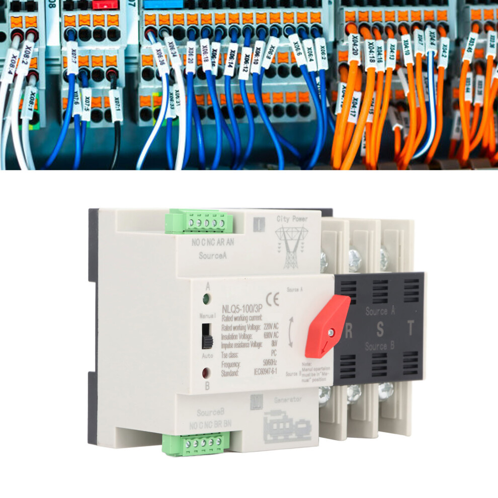 Millisecond Auto Transfer Switch 3-Pole 63A Rail Type Ac220v For Mains To Motor 4981388443695