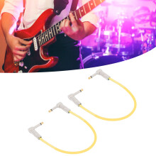 Effect Pedal Guitar Cables 2 Pack 12 Inch 1/4” Plugs Pure Copper Yellow AU