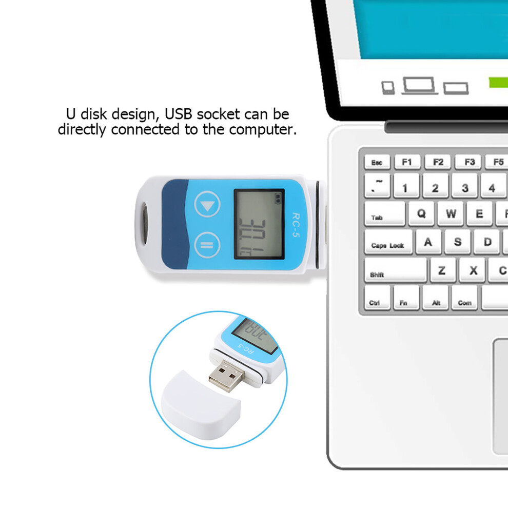Portable RCâ5 Temperature Data Logger, 32,000 Points, LCD, 80x33x14mm