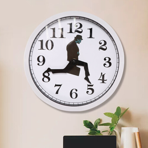 (White) Silly Walk Silent Wall Clock - Home Decor 1