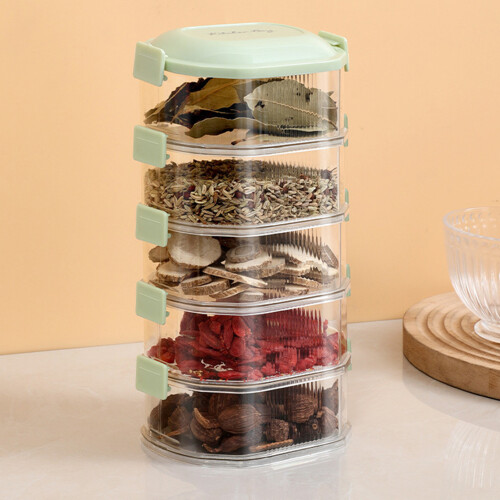 (Green, 4 Layer) Airtight Spice Storage Containers - 50 chars 1