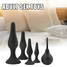(Black) Silicone Butt Anal Plug Set Waterproof Expanding Anal Plug Adult Sexy Toys for Beginners Advanced Users