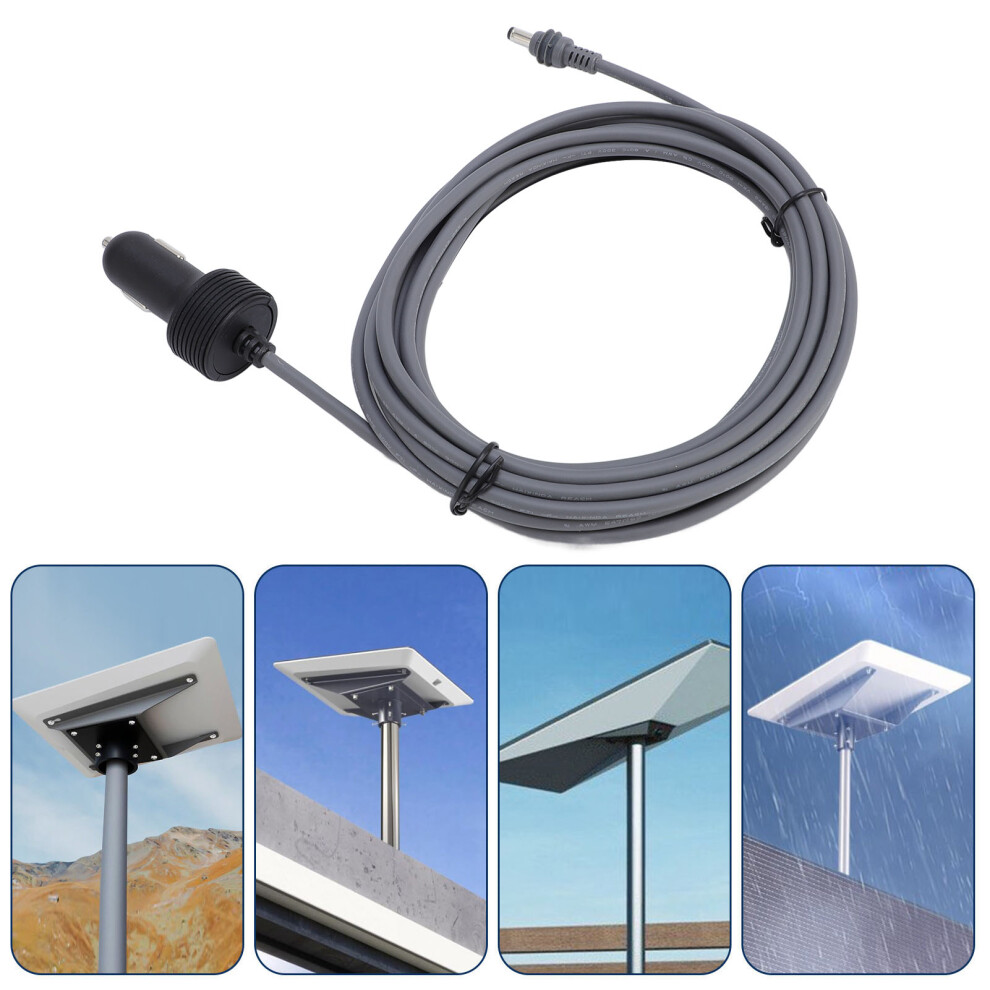 Dc Car Power Cable 16Ft 12V-24V 18Awg Water Resistant Cigar Lighter Gray 9421388452198