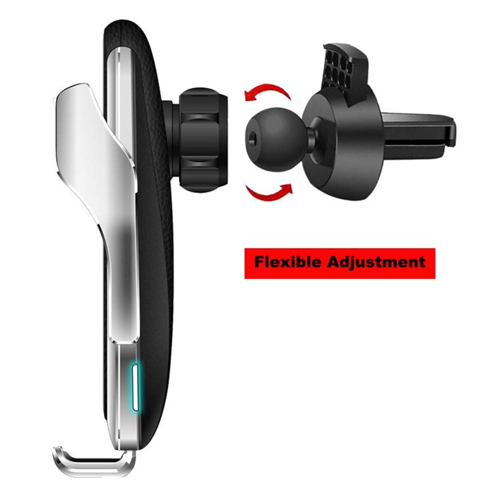 (Silver) Wireless Car Charger 10W Fast Auto Clamp Silver 6032318332263