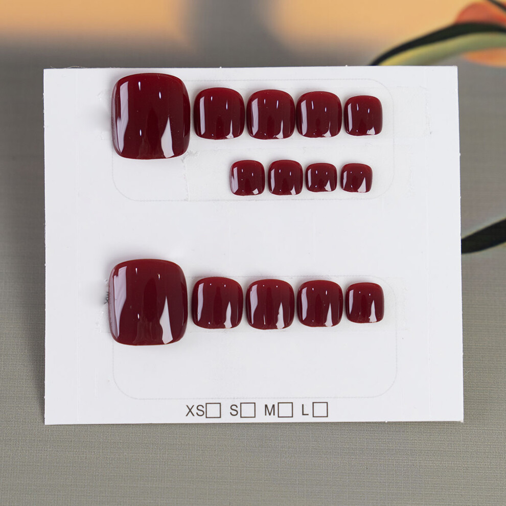 Penghui-Toys Red (L) Square Fake Nails - Long Lasting & Flexible