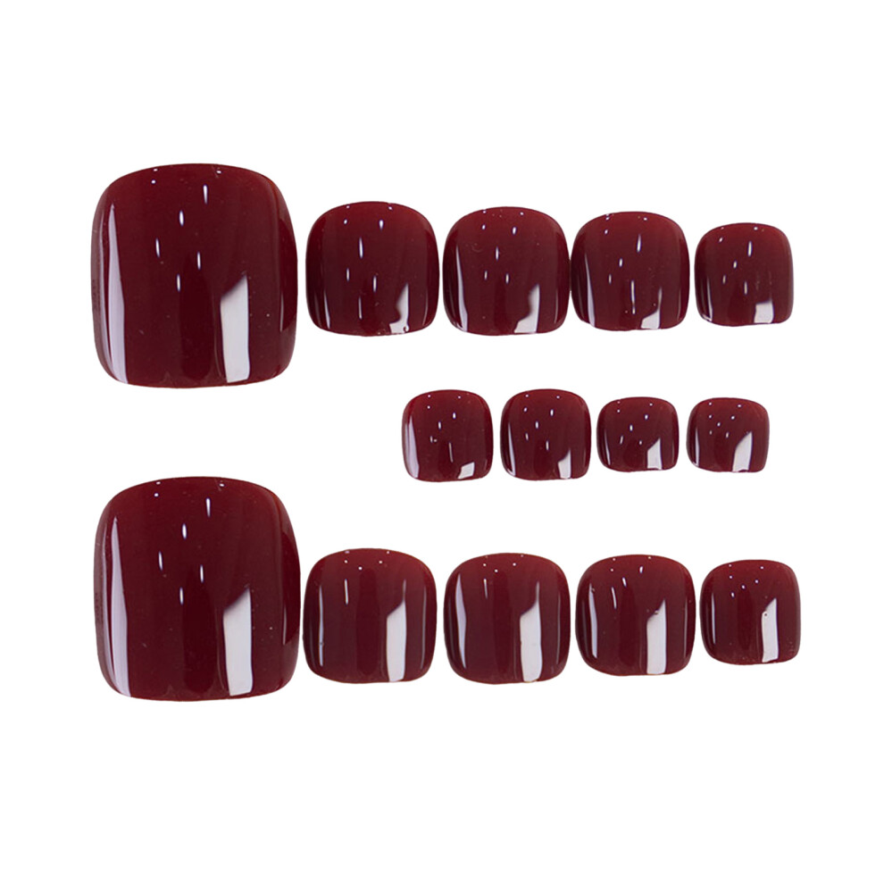 Penghui-Toys Red (M) Square Fake Nails - Long Lasting & Flexible