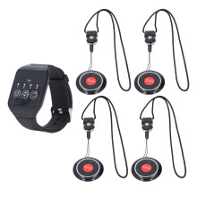 Wireless Restaurant Calling System 1 Watch & 4 Waterproof Pagers, 433.92MHz