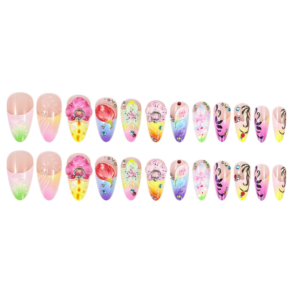 Penghui-Toys 3D Floral False Nails For Women - Easy Apply