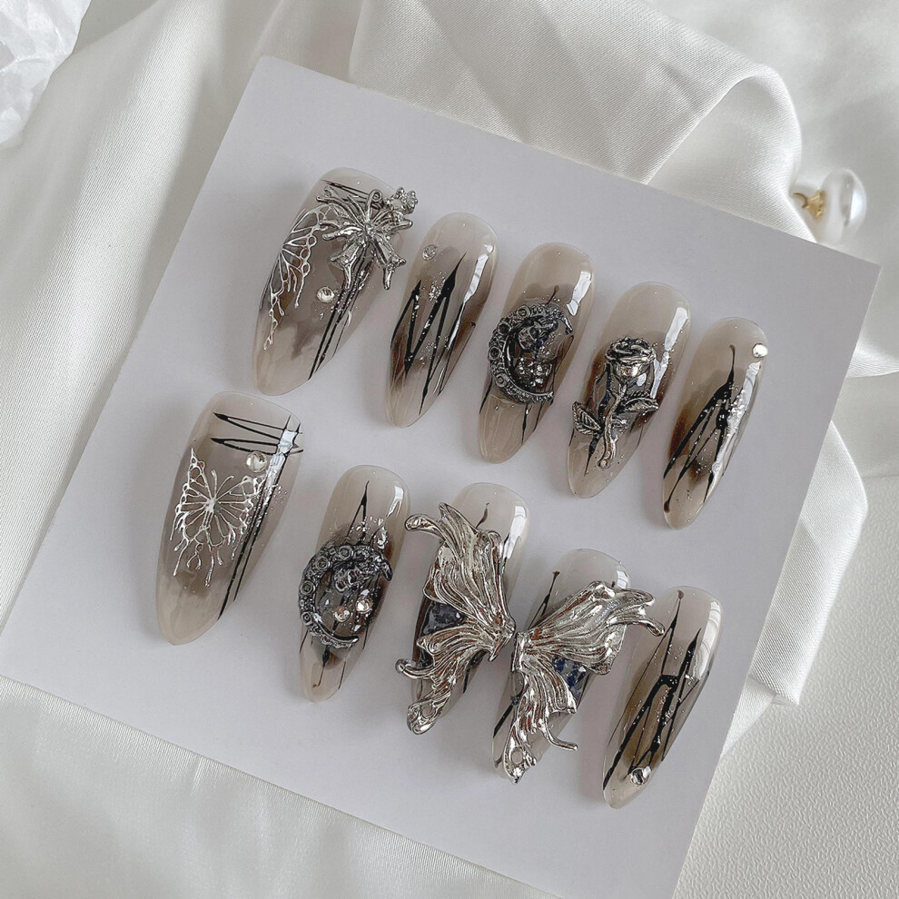 Roc-Electron (S) Butterfly Fake Nails - Lightweight & Easy Stick