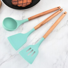 (The Nordic Green) 12pc Wooden Spatula Set - Heat Resistant Cooking Utensils