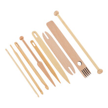 9 Pieces Bamboo & Beech Wood Weaving Tools Set for Household Use