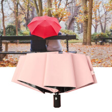 Light Pink 3-Fold Travel Umbrella for Women | 8 Ribs, Button Operation