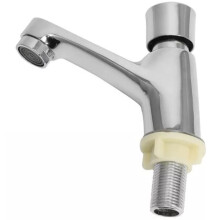 Time Delay Copper Silver Faucet 14x11cm Single Tube Cold Water Tap