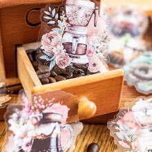 30 Blätter Café-Thema Scrapbook-Aufkleber PET-Dekal