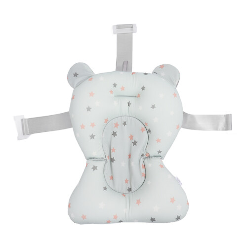 Soft Baby Bath Support Cushion Light Blue Star Pattern, Adjustable, Breathable 1