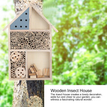 Wooden Insect Shelter Bee House Garden Nest Box for Pollinators 25cm x 20cm