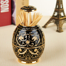Drehbares Gold-Schwarz Zahnstäbchenhalter-Box, 60 Stück, 10 cm