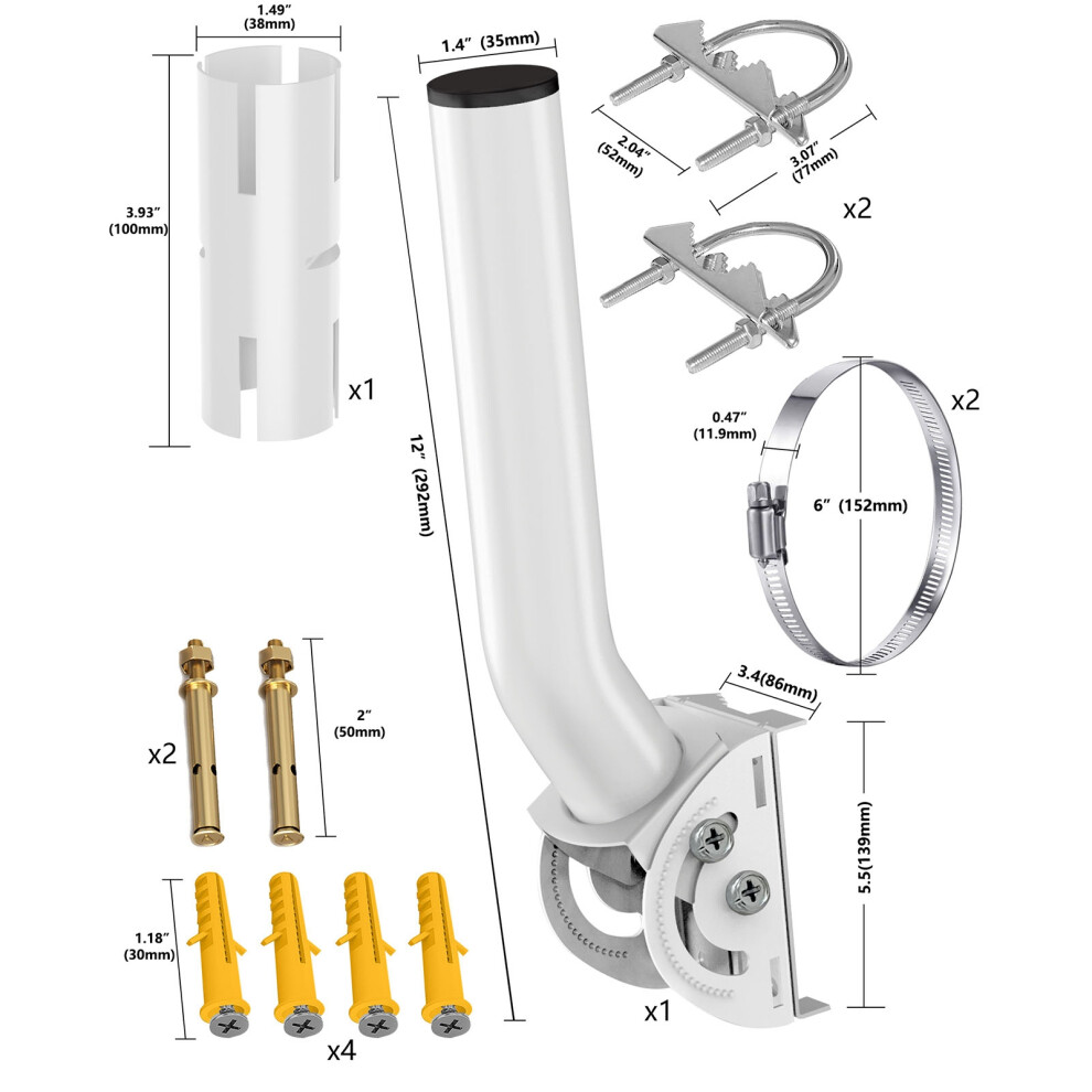 Heavy Duty Stainless Steel Satellite Roof Mount Kit Double Windproof For V2 4181388462584