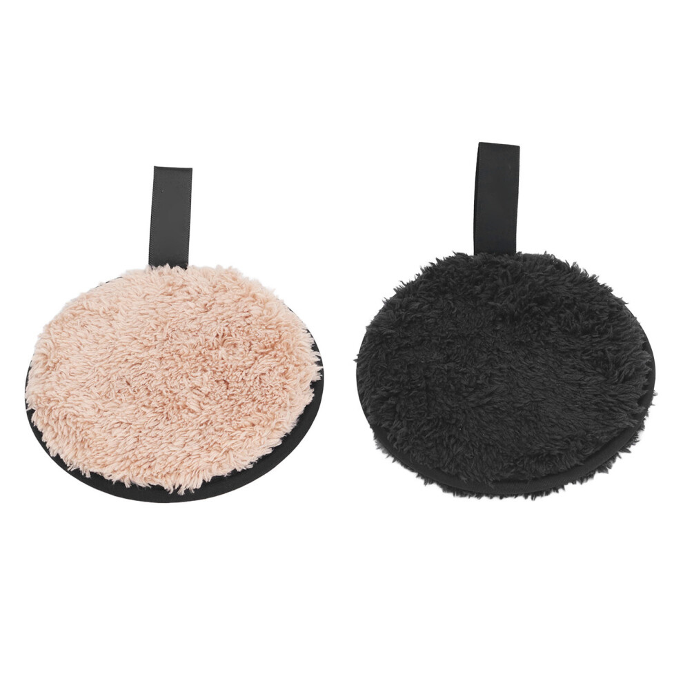 Round Makeup Remover Puff - Black & Khaki, Plant Fibre, Gentle Cleansing