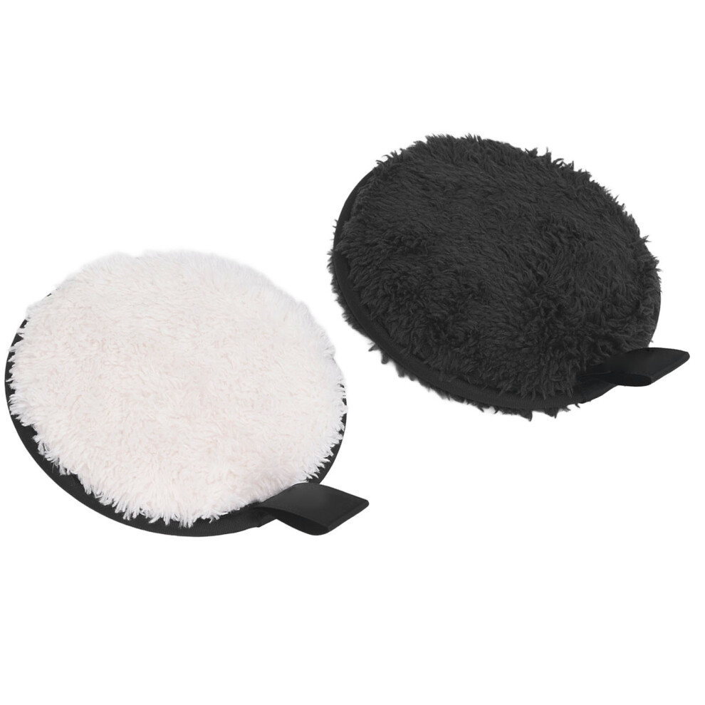 2pcs Reusable Makeup Remover Puffs, Soft Plant Fibers, Black & White
