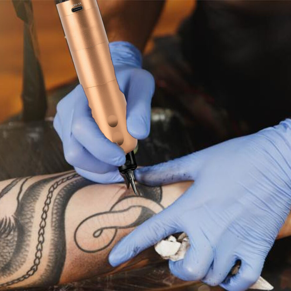 Gold Wireless Tattoo Pen 1300Mah Aluminum Alloy Rotary Machine With Lcd Screen