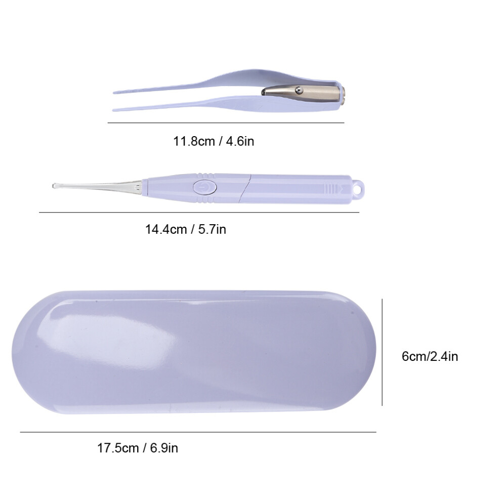 Professional Led Children Earpick & Tweezers Set Safe & Hygienic Purple