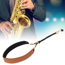 Adjustable Brown PU Leather & Nylon Saxophone Neck Strap for Alto & Tenor