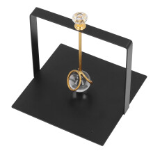 Elegant Black Metal Napkin Dispenser with Glass Ball Base, 15cm