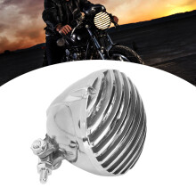 5.5in Vintage Motorcycle Headlight Silver with Wiring for Honda Kawasaki Suzuki Yamaha