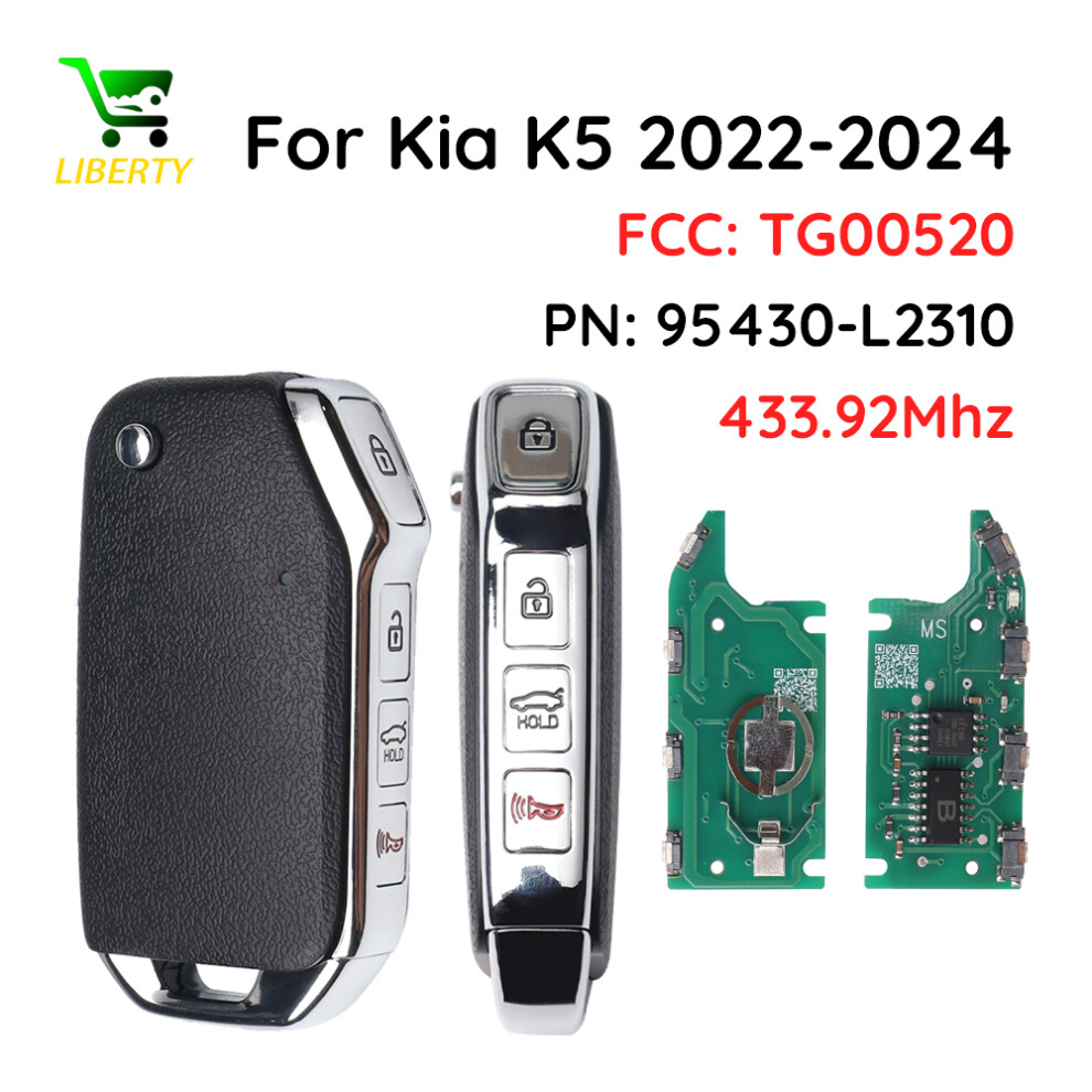 For Kia K5 2022 2023 2024 Smart Remote Flip Key 3Buttons Pn 95430-L2310 433Mhz 4A Chip Fcc Tg00520 With Kk12 Blade 6935161690569