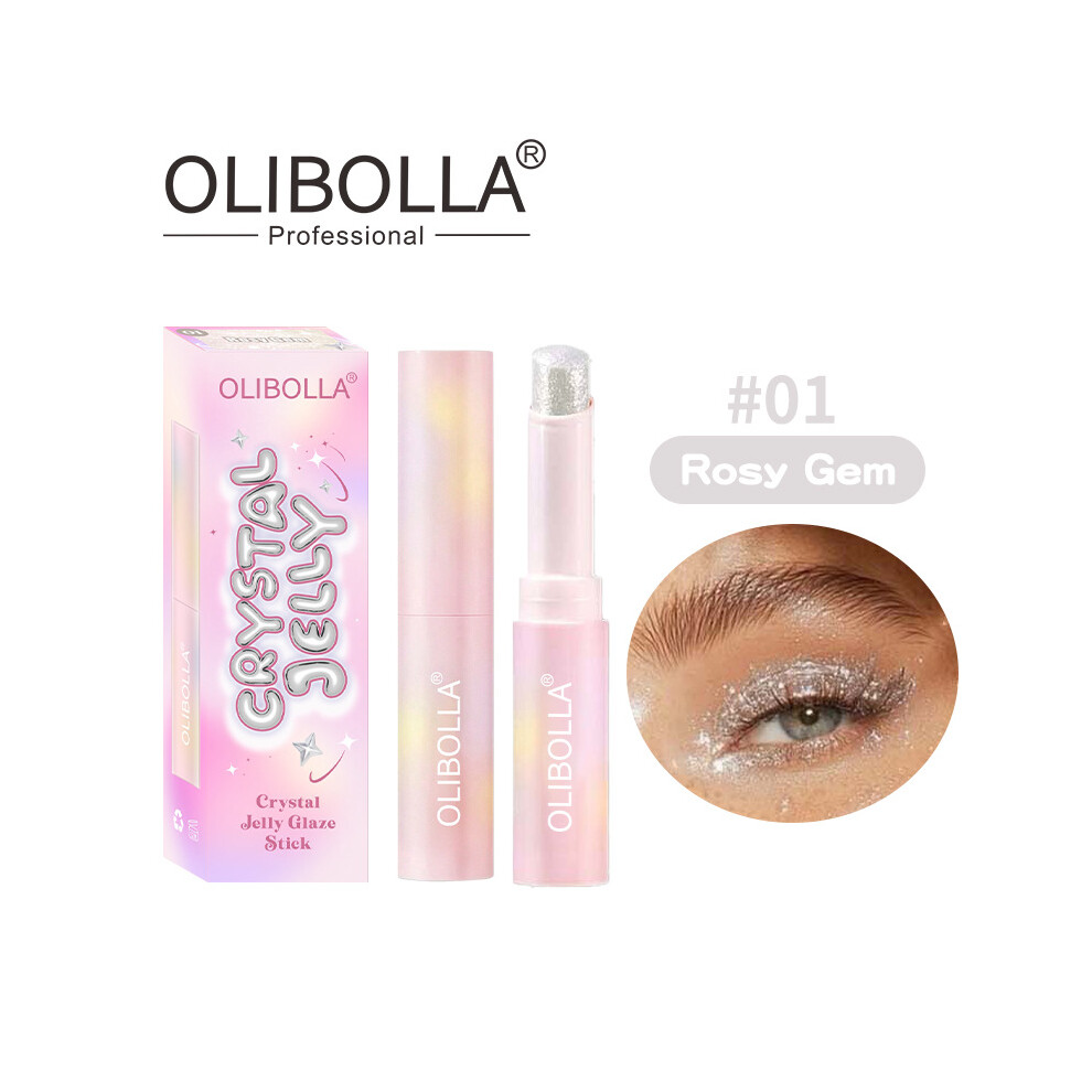 (01#) Highlight Eyeshadow Stick Crystal Jelly Highlight Eyeshadow Super Shiny Multi-Color Eyeshadow Highlighter Stick