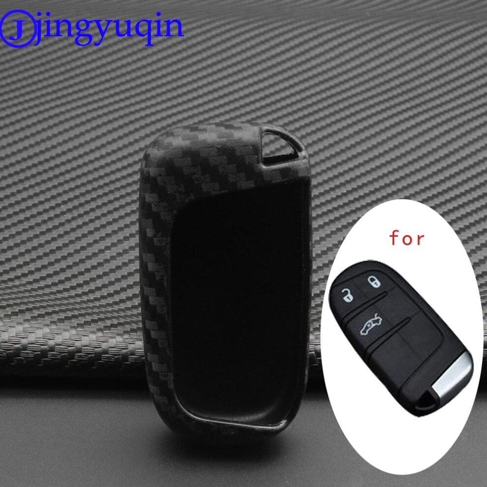 Carbon Silicone Car Key Case For Dodge Journey Charger For Jeep Renegade Grand Cherokee For Chrysler 200 300 6935161681628