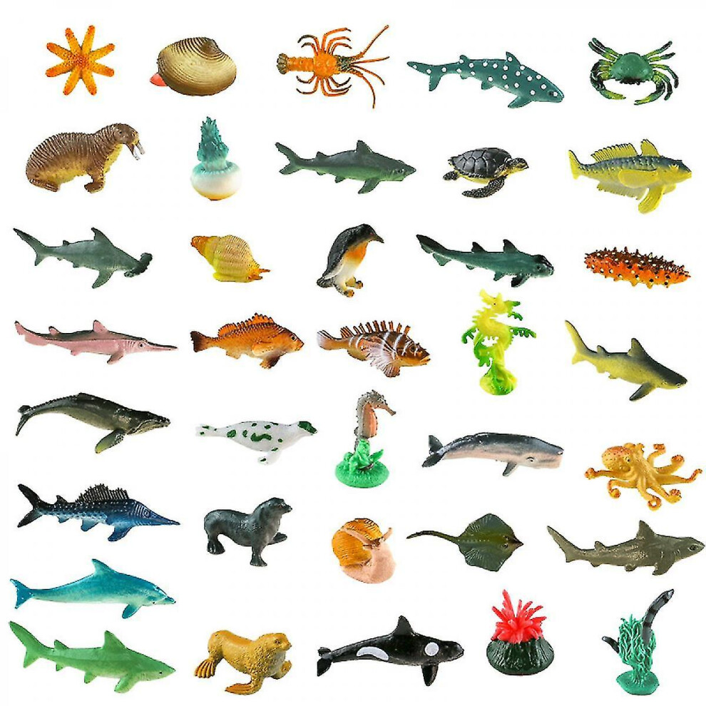 36 Pcs Marine Life Toys, Ocean Animal Figures, Educational Bath Toys for Kids, Realistic Sea Creature Models for Learning Play