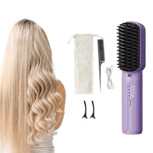 Hair Straightener with 2600mAh Battery, 3 Temperature Settings Ionic Technology for Home and Travel Use, Purple