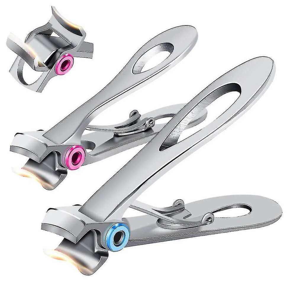 Nail Clippers Set with Spring-Loaded Reversible Blades, Sharp Two-Piece Kit for Toenails and Fingernails
