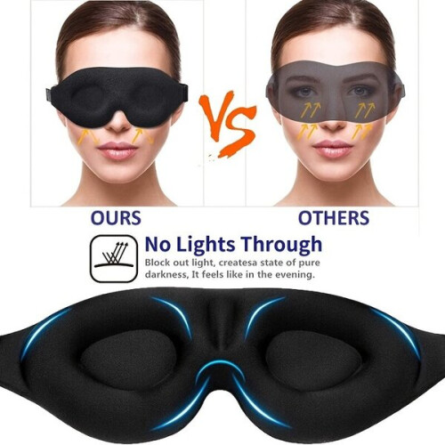 Sleep Mask 3D Contoured Light Blocking Cup Shape for Deep Sleep Travelling Yoga, Soft Concave Design Adjustable Strap 1