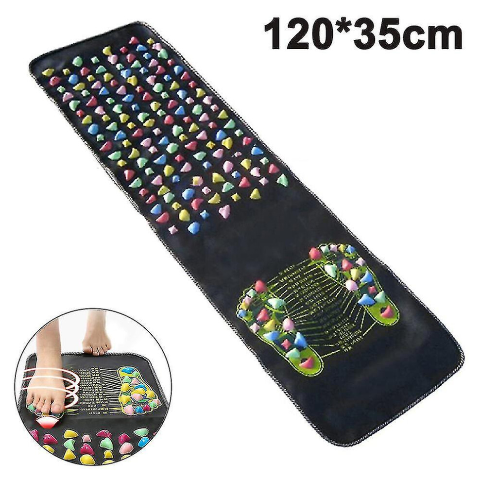 Acupressure Foot Mat 70cm 120cm Long with Reflexology Stones for Pain Relief and Improved Circulation, Portable Folding Design