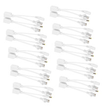 10 Pair POE RJ45 Ethernet Cable Adapter Splitter DC 12V Power over Ethernet