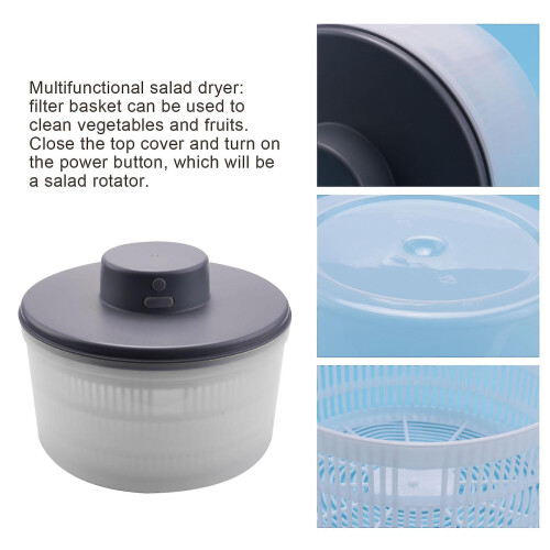 Electric Salad Spinner USB Rechargeable with Quick Draining and Automatic Stop for Lettuce, Vegetables 2