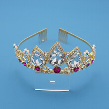 (1) Children\'s Alloy Glittering Rhinestone Crown Stable Grip Elegant Dazzling Headdress for Masquerade Ball Banquet Cosplay