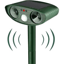 Ultrasonic Animal Repeller with Solar Power and PIR Sensor, Waterproof Outdoor Deterrent for Cats, Dogs, Rodents in Gardens