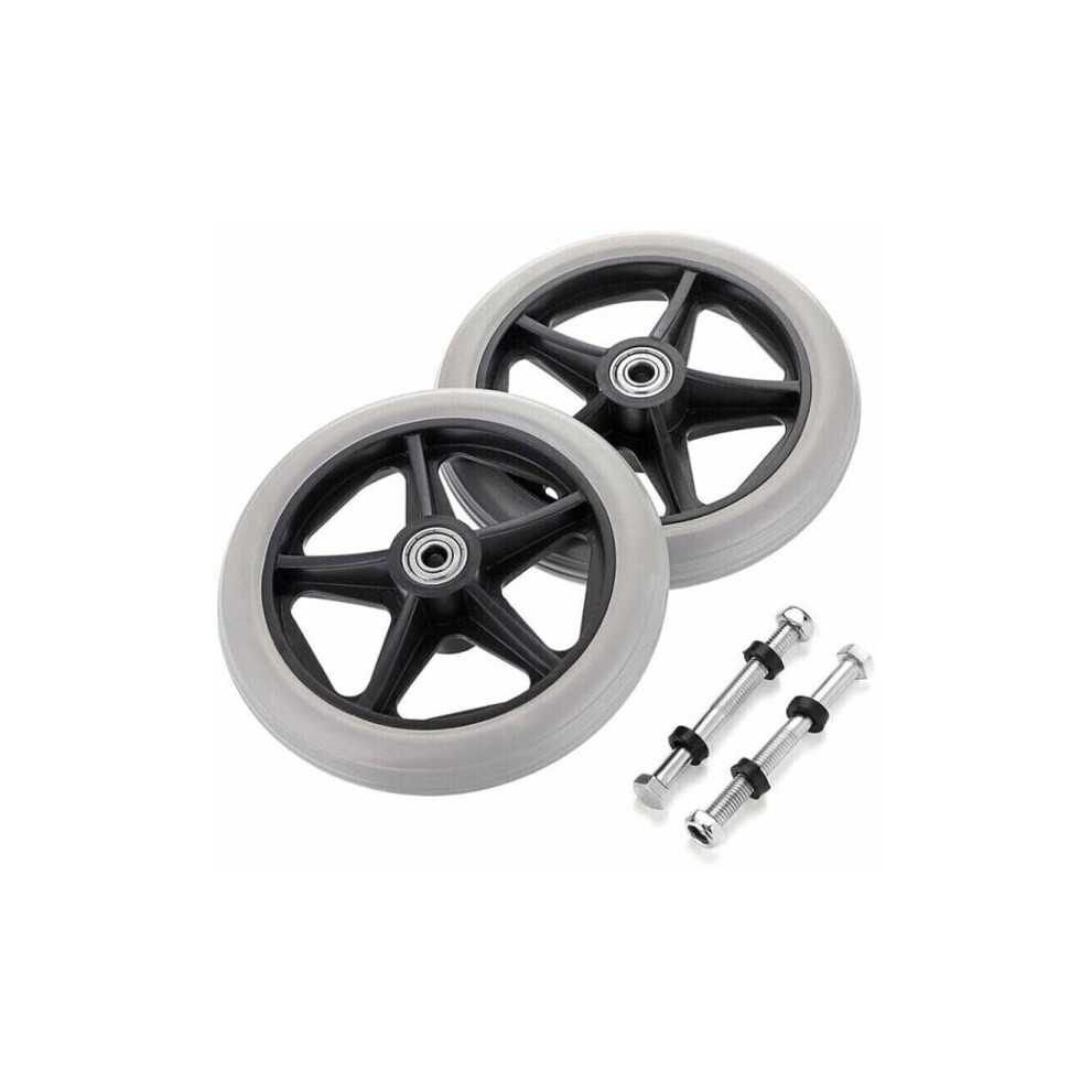 Wheelchair Caster Wheel for Wheelchairs Walkers - 15cm Rubber Replacement Tyre with Smooth Surface Durable Bearings