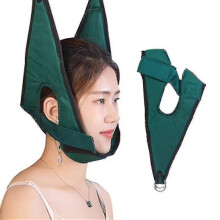 Dispositivo de Tração Cervical com Âncora para Porta, Colar Cervical Ajustável para Uso em Casa, Viagens, Portátil, Tecido Macio e Respirável
