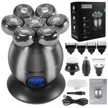 Rechargeable Electric Shaver Hair Clipper with LCD Screen, 5-in-1 Bald Head Shaver, Beard Trimmer, Nose Ear Hair Remover